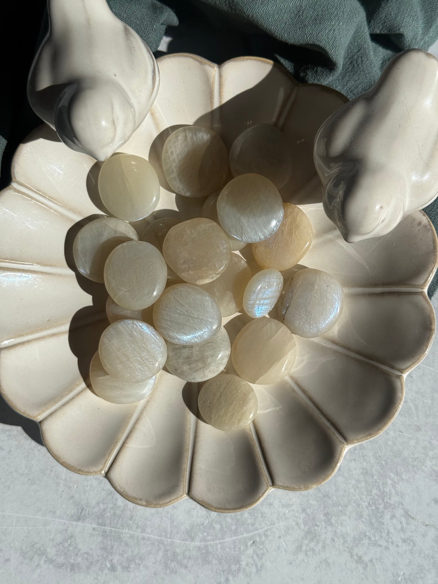 African White Moonstone Mini Palmstone