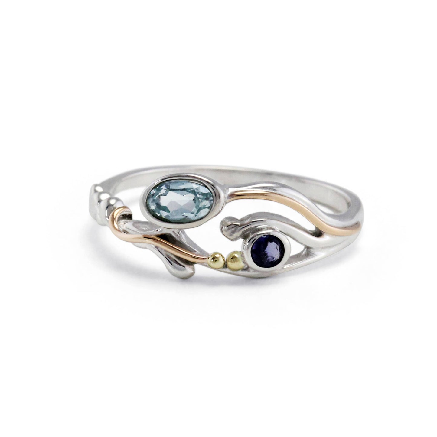 Handmade Sterling Silver Iolite and Blue Topaz Ring