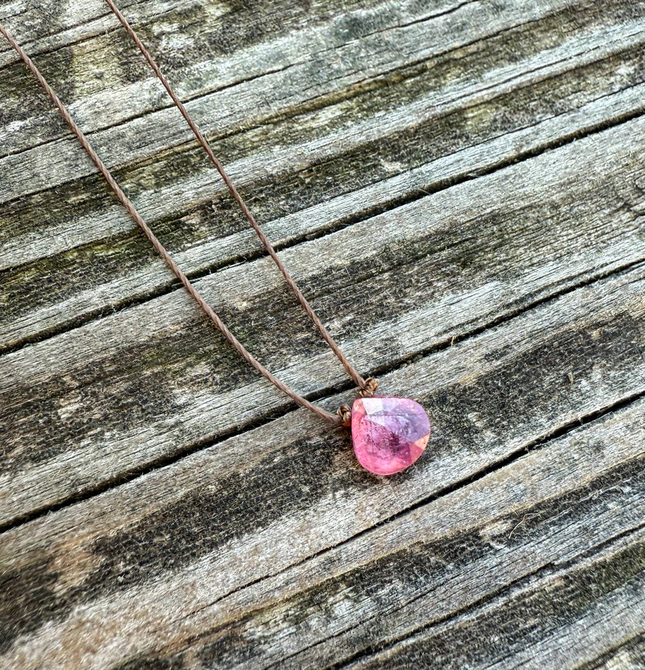Pink Sapphire Small Faceted Teardrop Necklace
