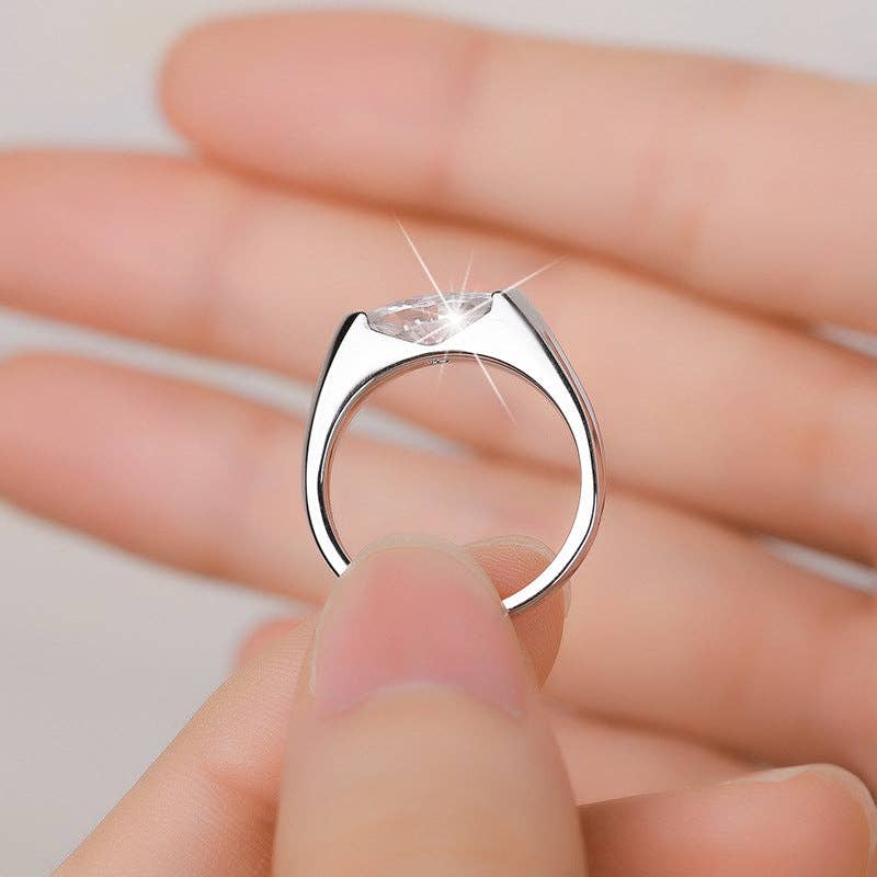 Lab Created Marquise Moissanite East/West Ring in 925 Sterling Silver