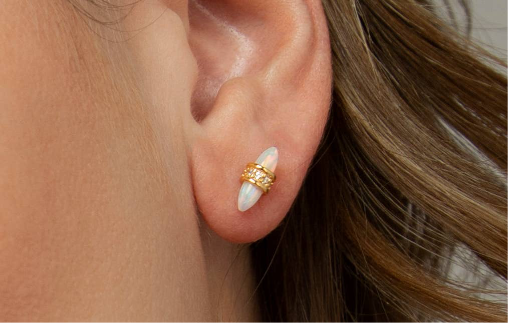 DAINTY OPAL STUD EARRINGS