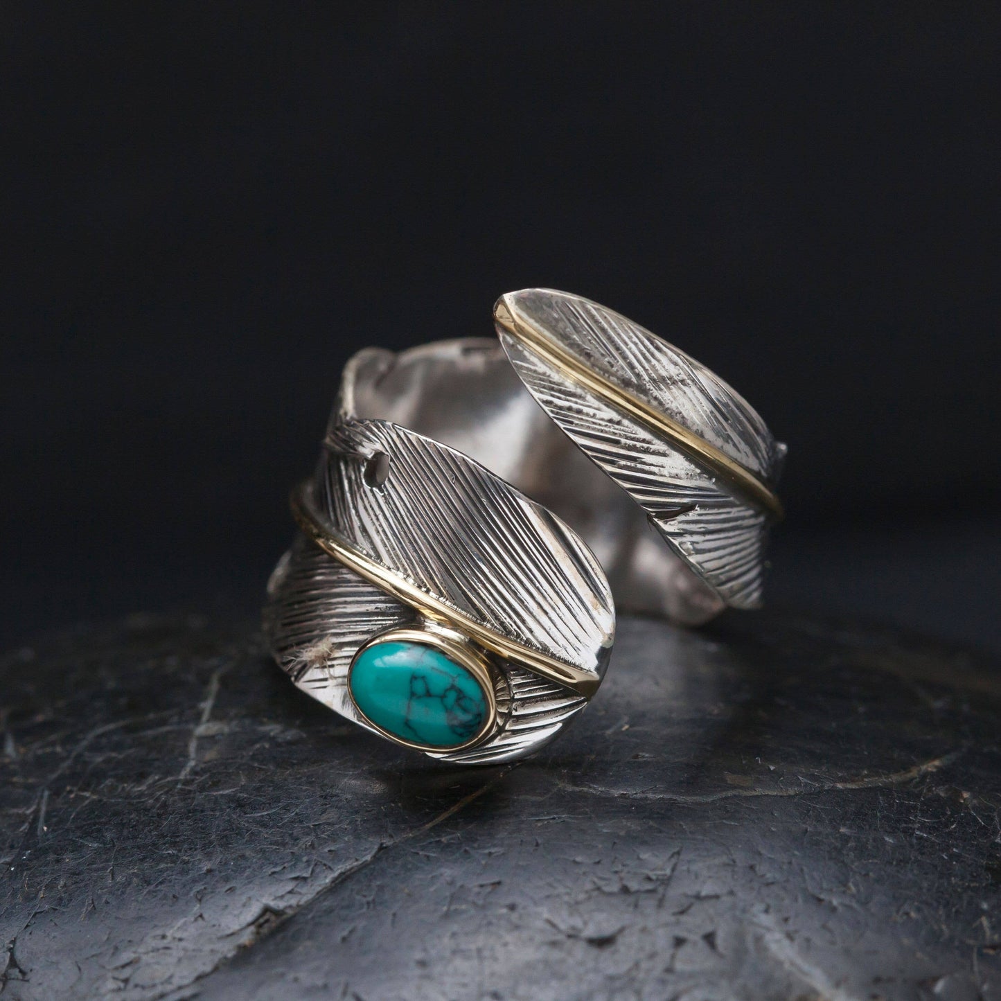 Sterling Silver Adjustable Wrapped Feather Ring