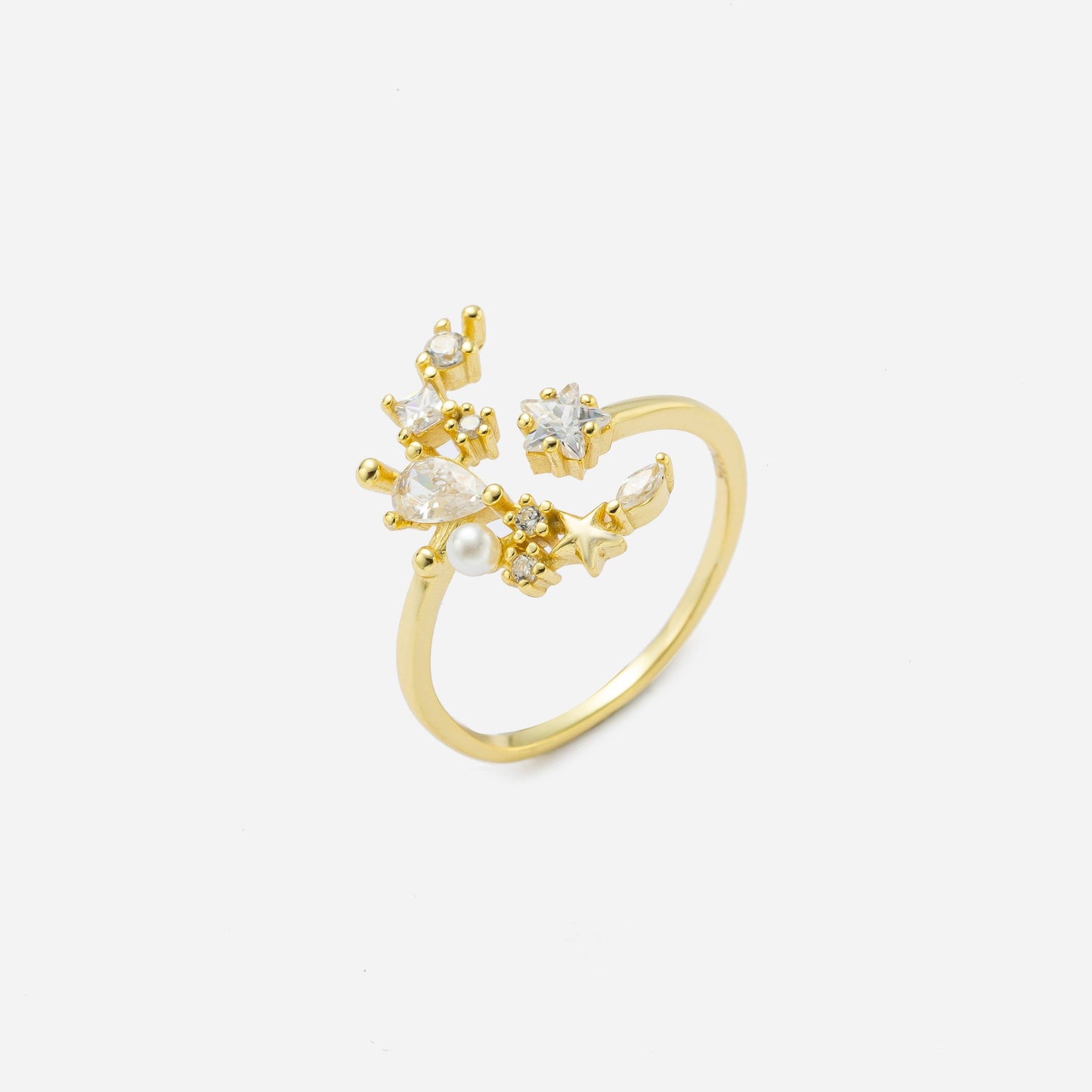 Sterling Silver Star and Moon Ring