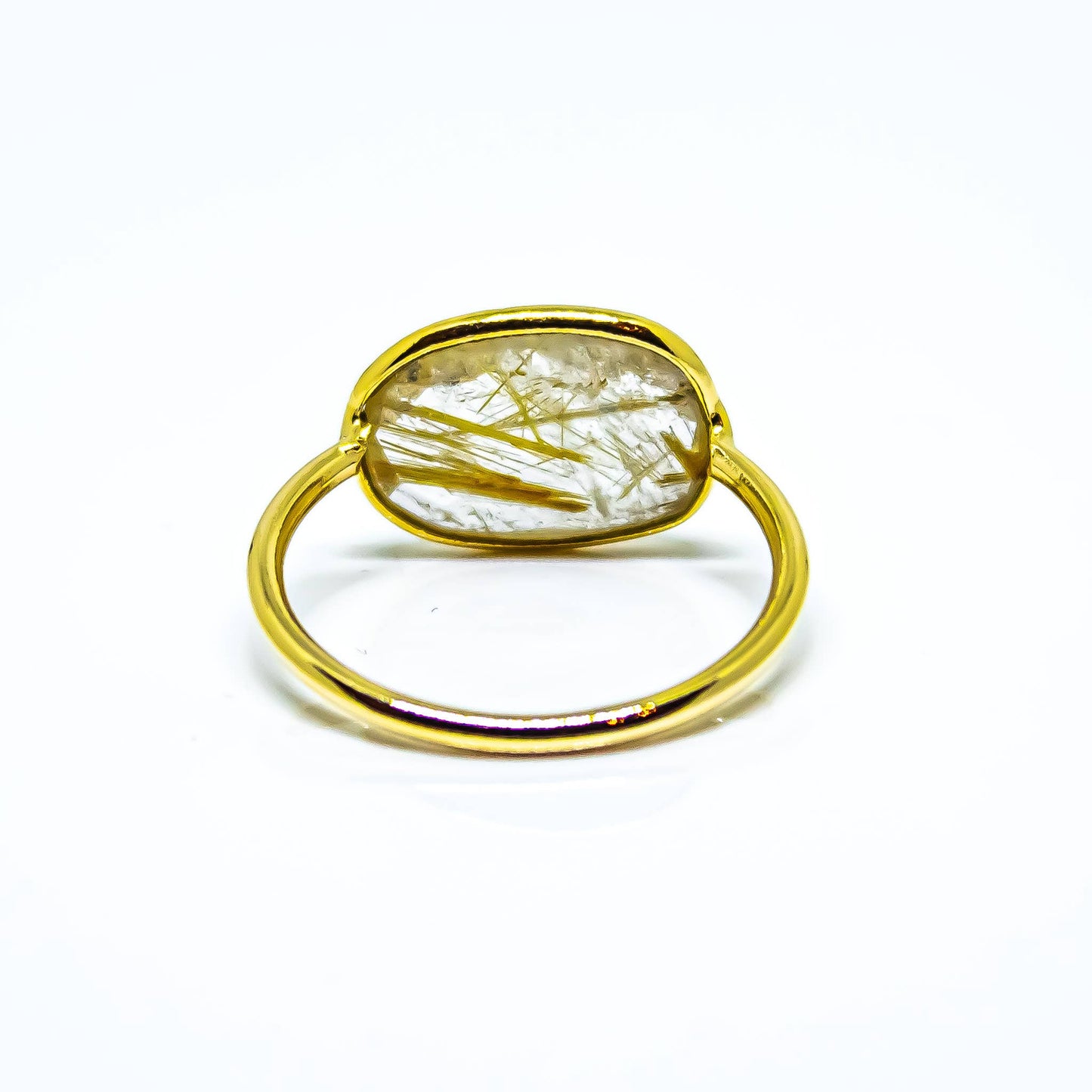 Golden Rutile Abstract Ring Sterling Silver 18K Gold Micron