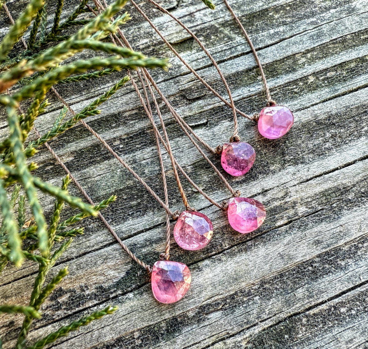 Pink Sapphire Small Faceted Teardrop Necklace