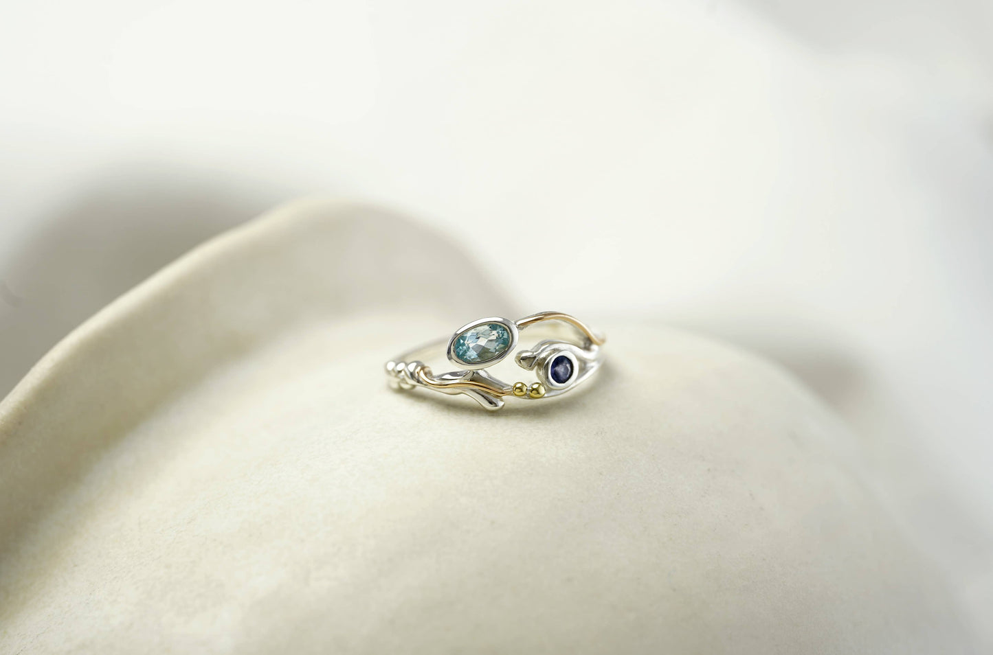 Handmade Sterling Silver Iolite and Blue Topaz Ring