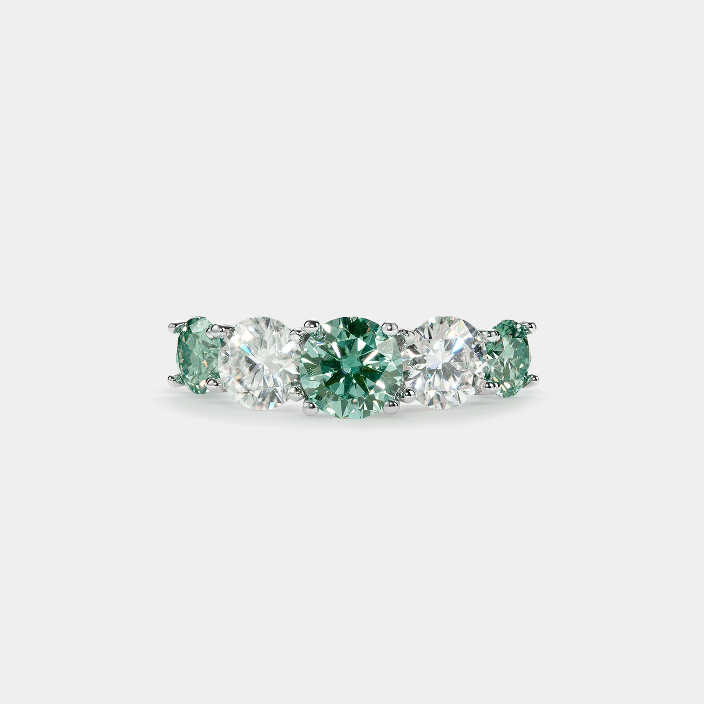 Lab Created Colored Moissanite Eternity Band in Platinum Plated O/Sterling Silver 925