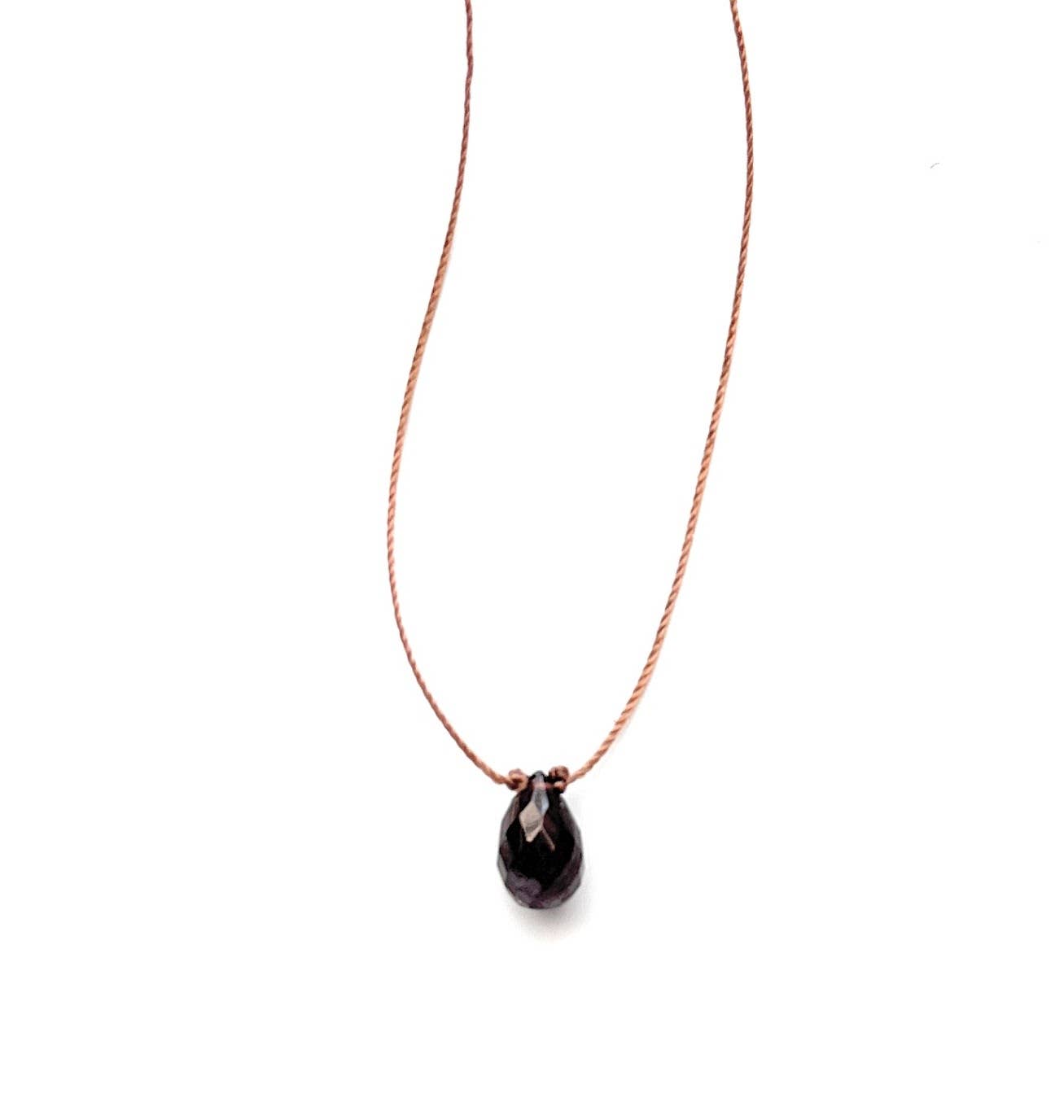 Garnet Briolette Cord Necklace