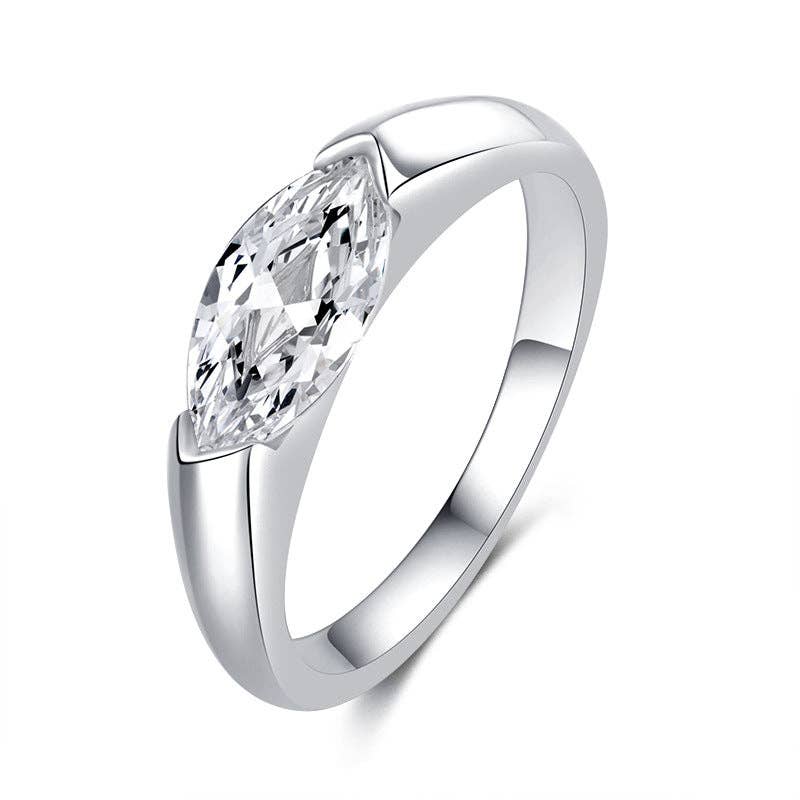 Lab Created Marquise Moissanite East/West Ring in 925 Sterling Silver