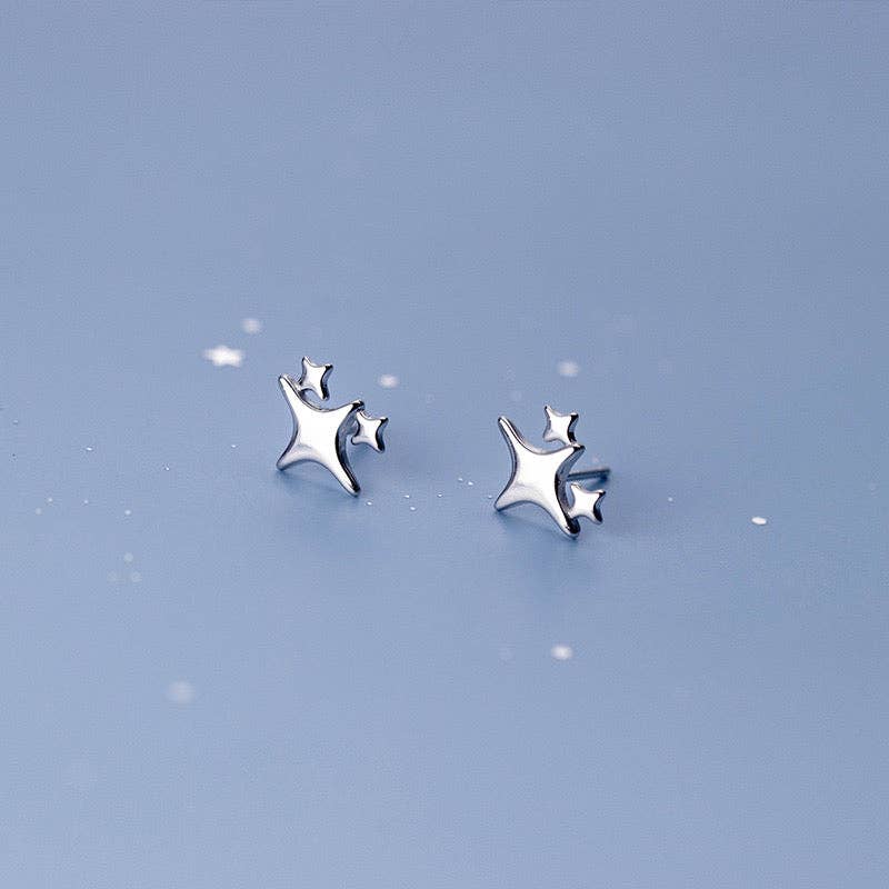Sterling Silver Star Stud Earrings