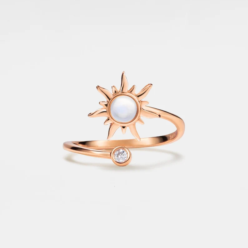 Opal Sun Anxiety Worry Spinning Ring in 925 Sterling Silver
