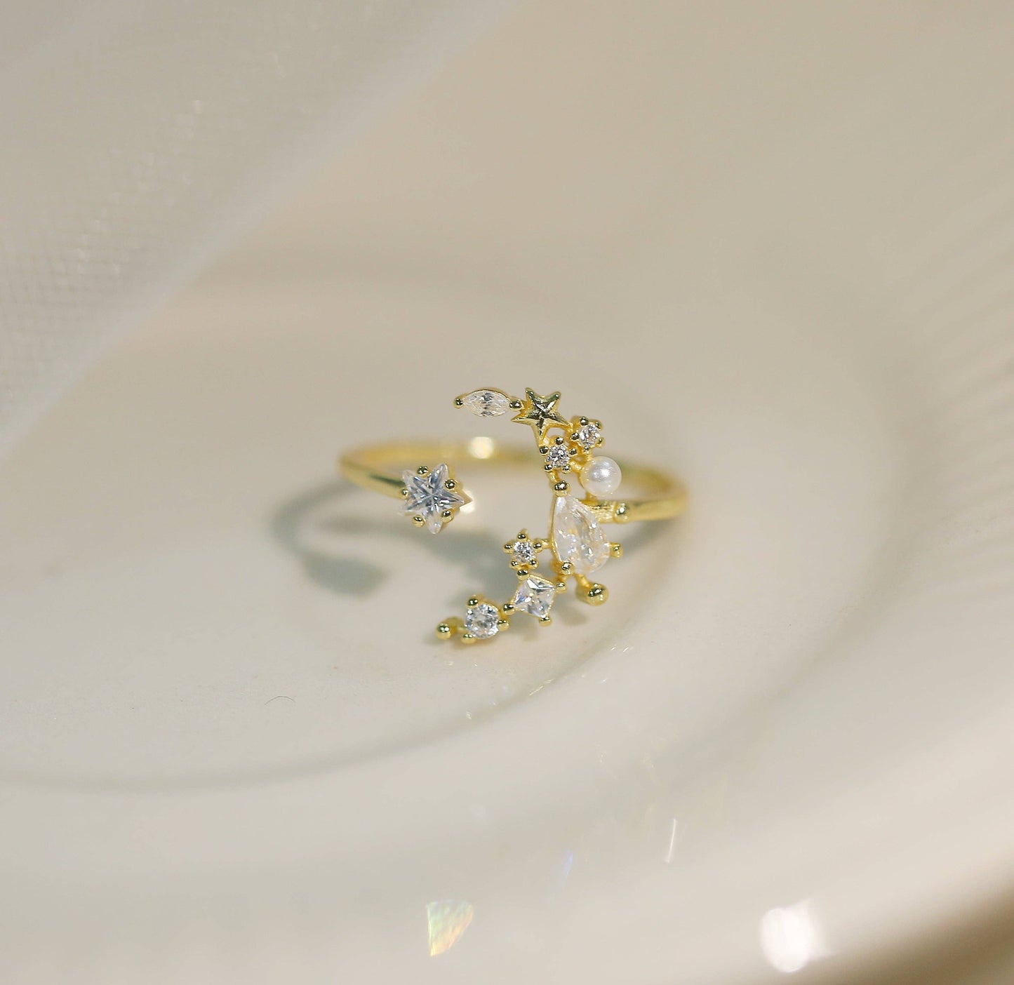 Sterling Silver Star and Moon Ring