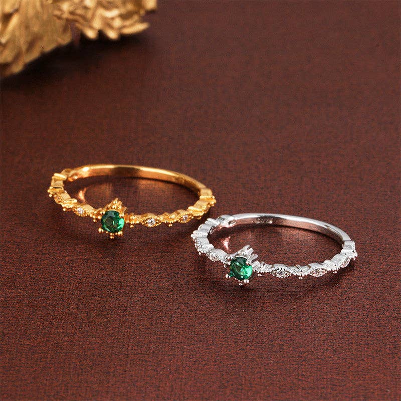 Dainty Emerald Stacking Band Ring in 925 Sterling Silver
