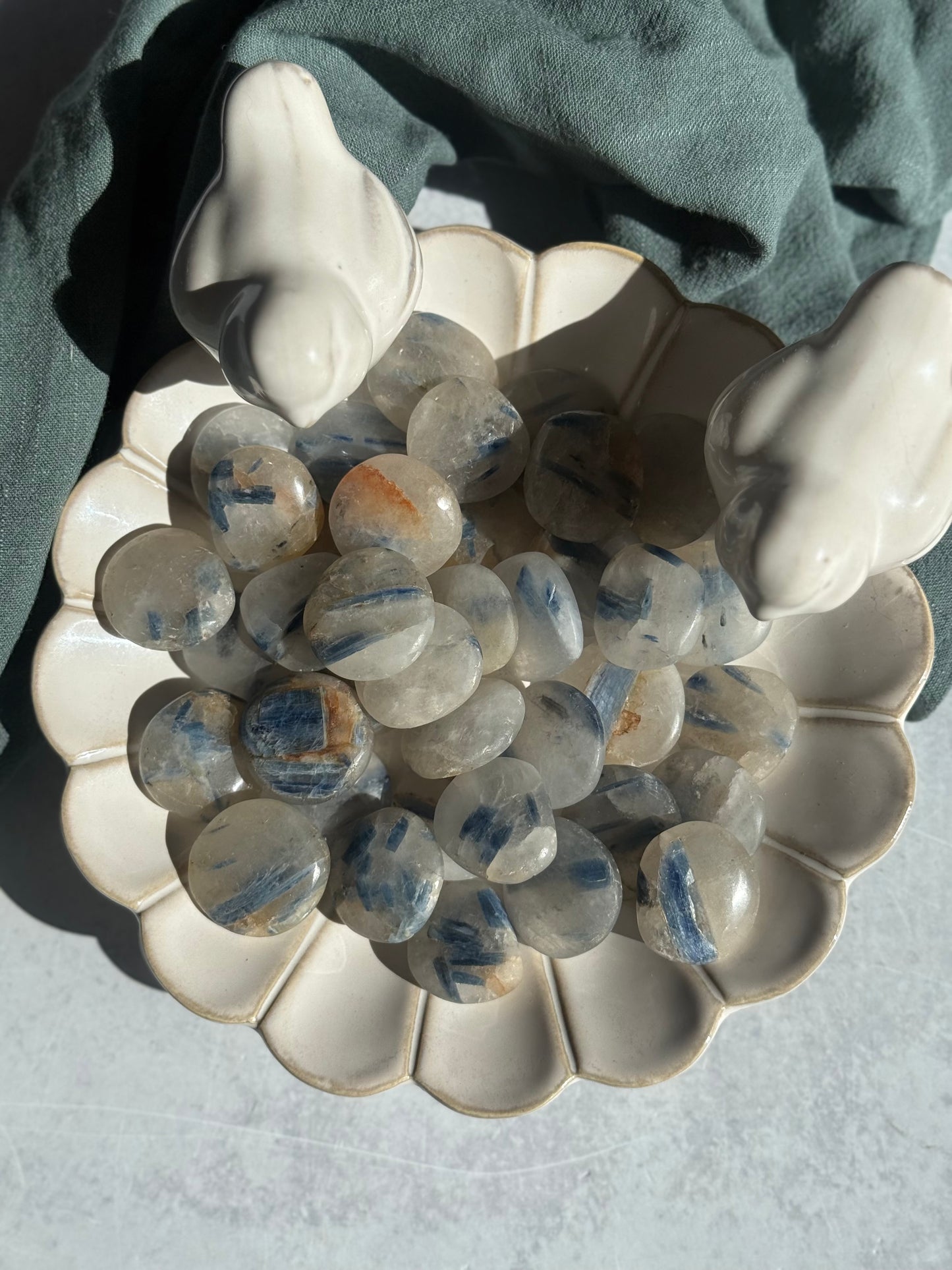 Blue Kyanite in Quartz Mini Palmstone