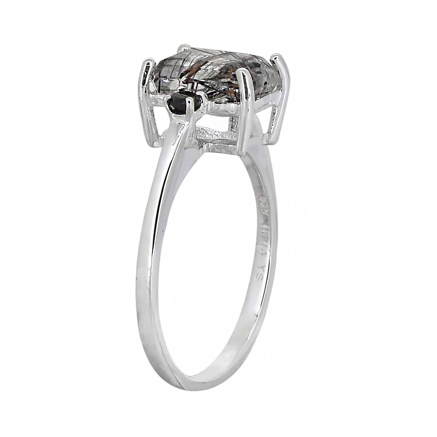 925 Sterling Silver Rutile Quartz Gemstone Bohemian Ring