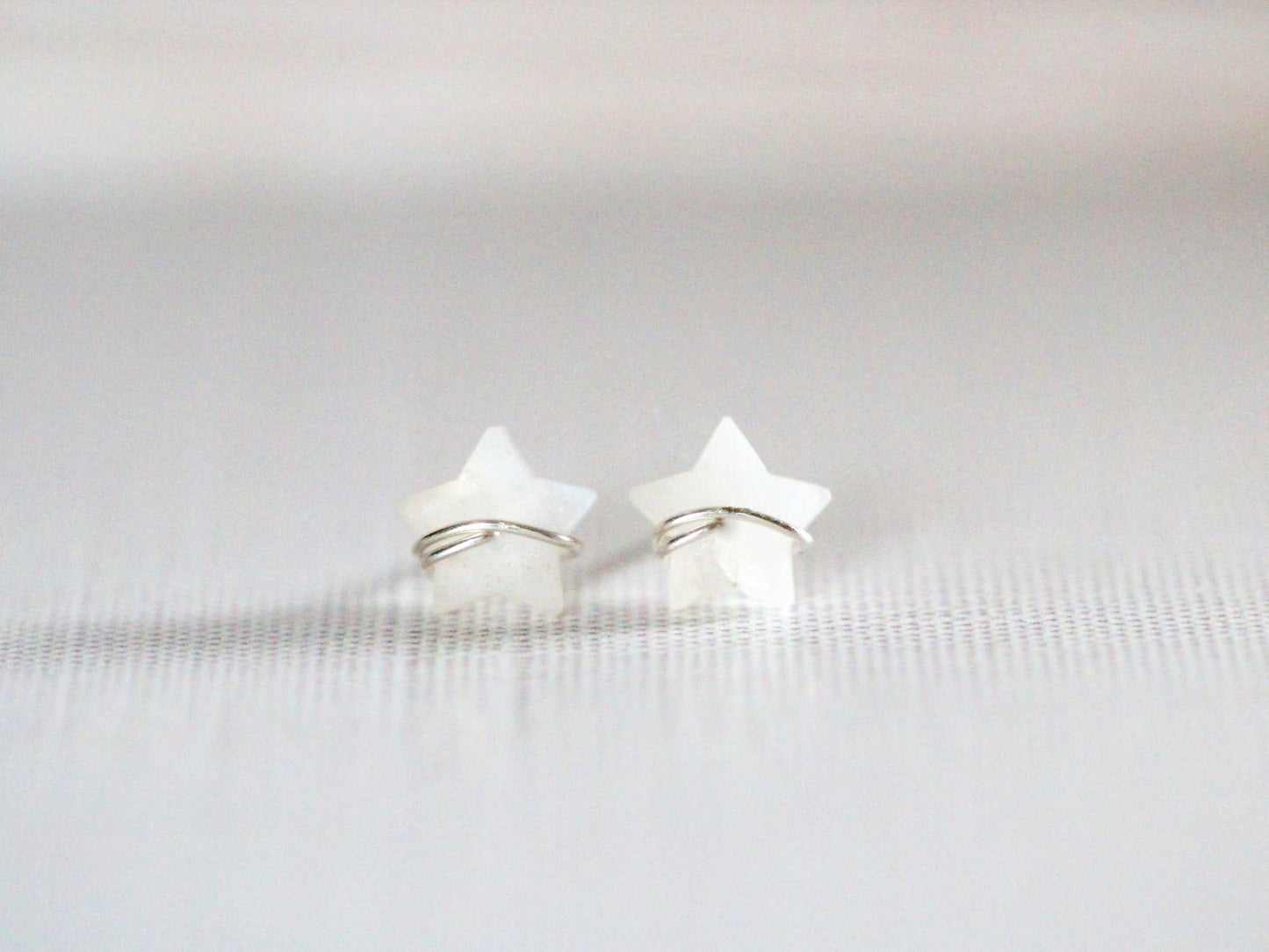 Moonbeam + Stardust Studs - Moonstone