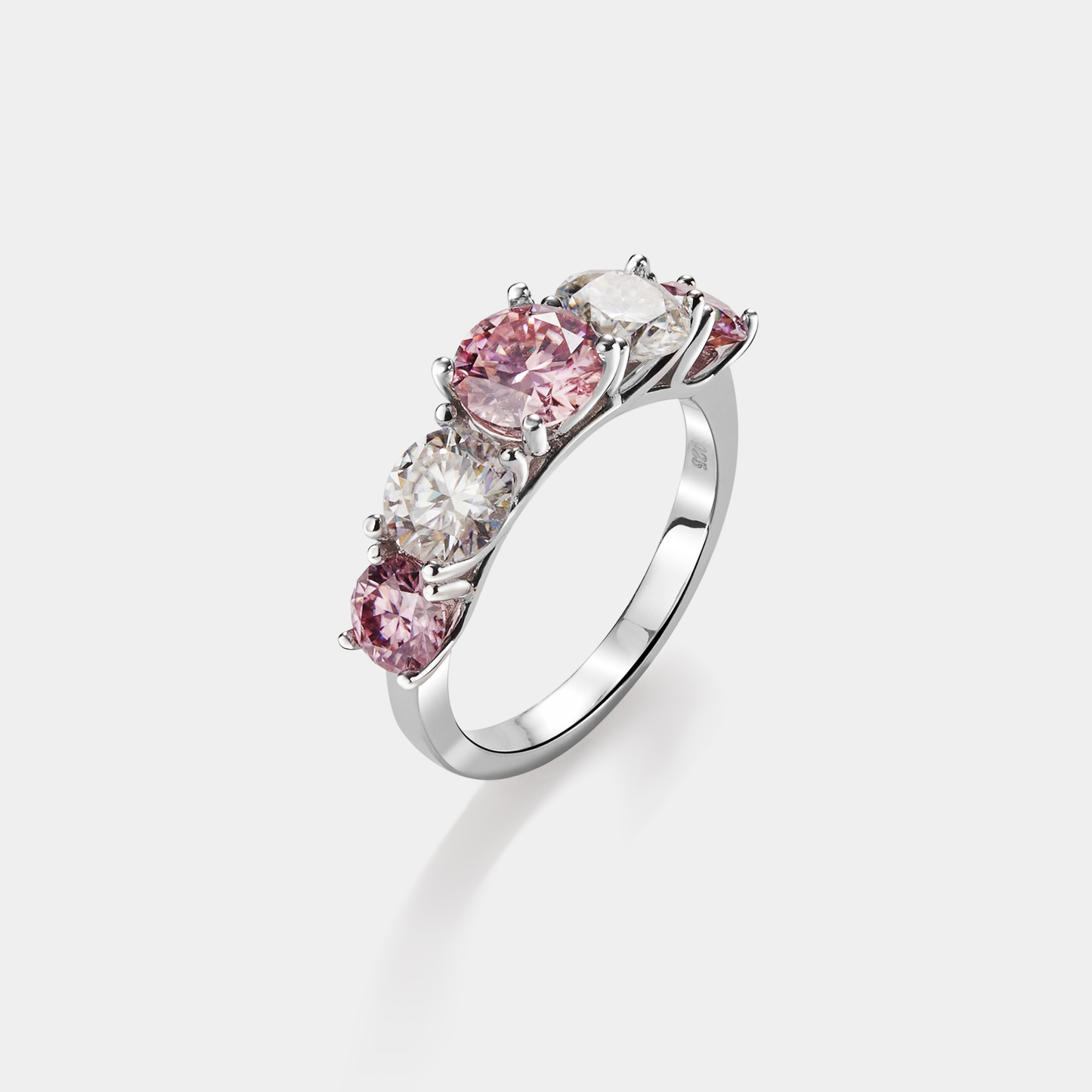 Lab Created Colored Moissanite Eternity Band in Platinum Plated O/Sterling Silver 925