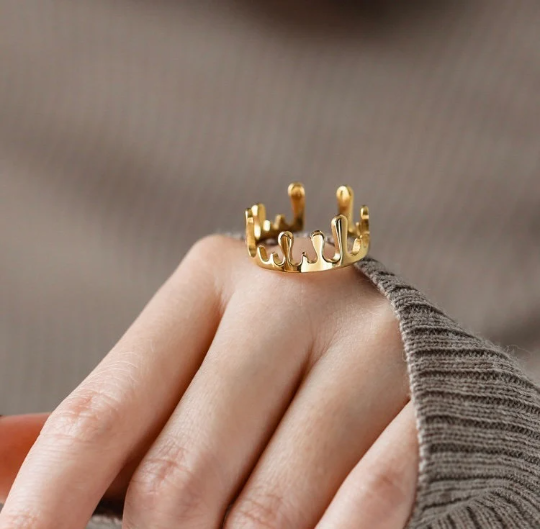 Waterproof Dripping Geometric Irregular Ring
