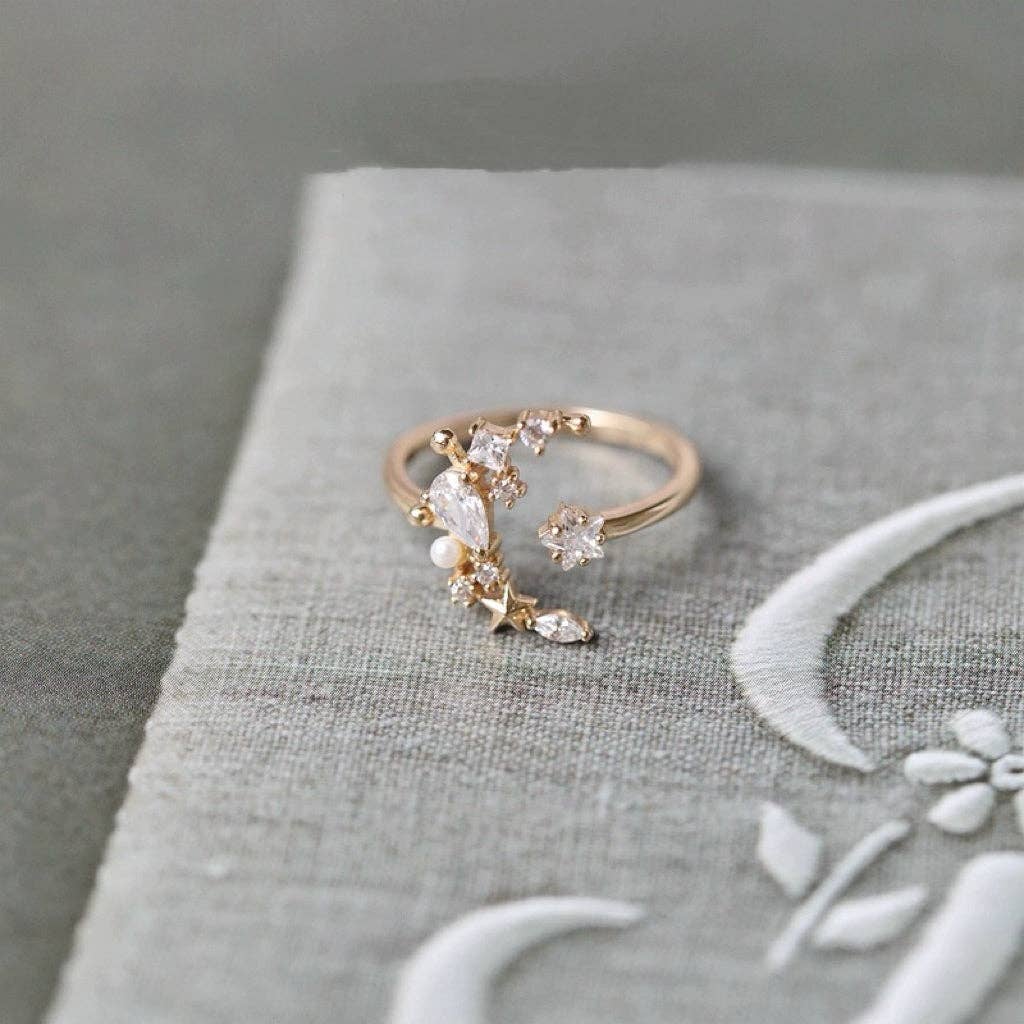 Sterling Silver Star and Moon Ring
