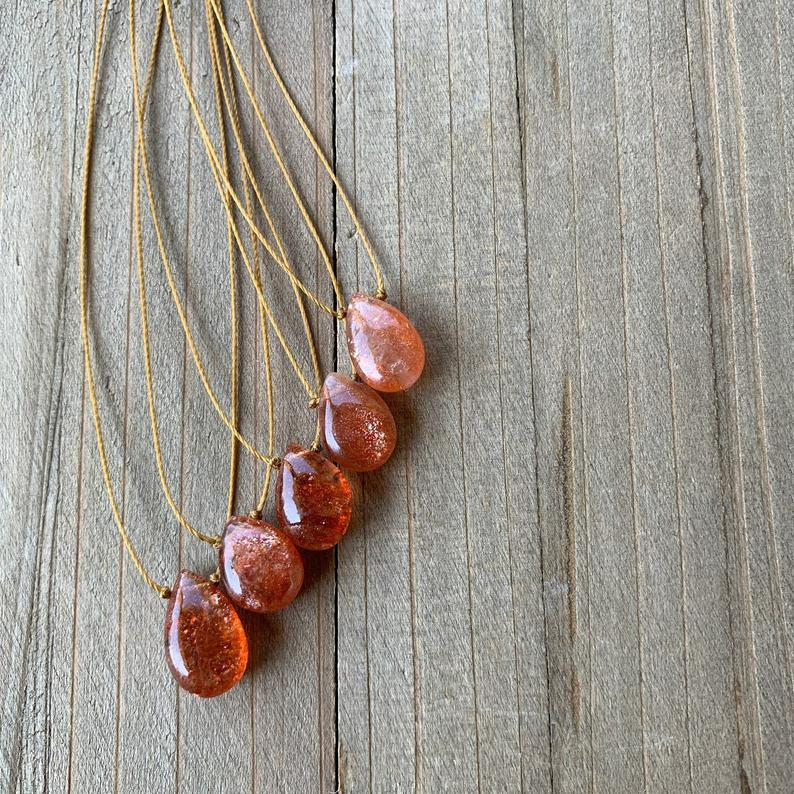 Sunstone Teardrop Necklace