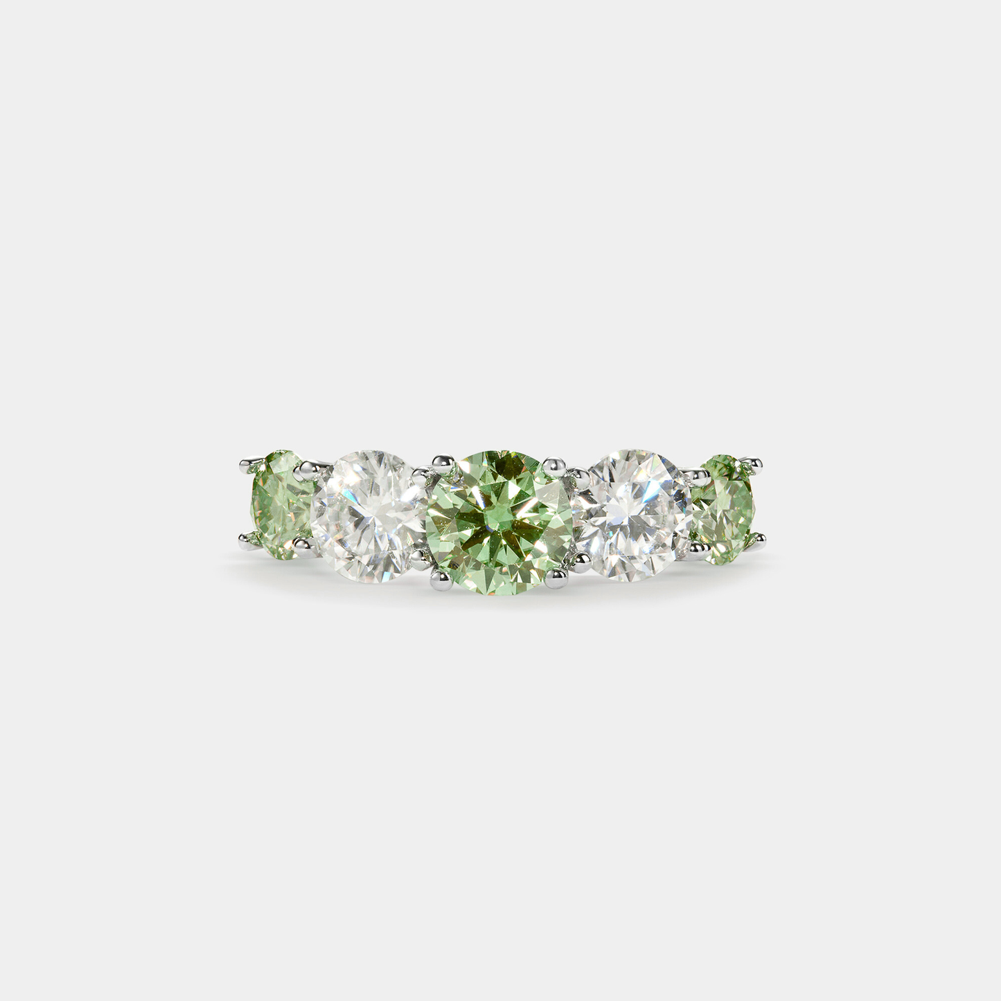 Lab Created Colored Moissanite Eternity Band in Platinum Plated O/Sterling Silver 925