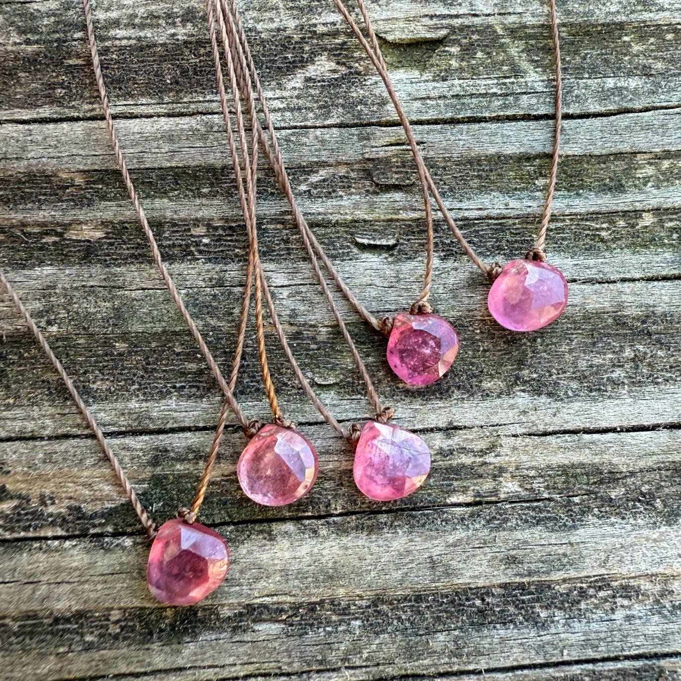 Pink Sapphire Small Faceted Teardrop Necklace