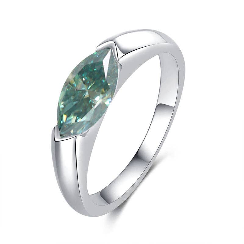Lab Created Marquise Moissanite East/West Ring in 925 Sterling Silver