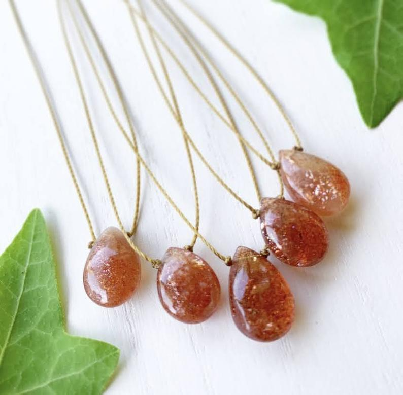 Sunstone Teardrop Necklace