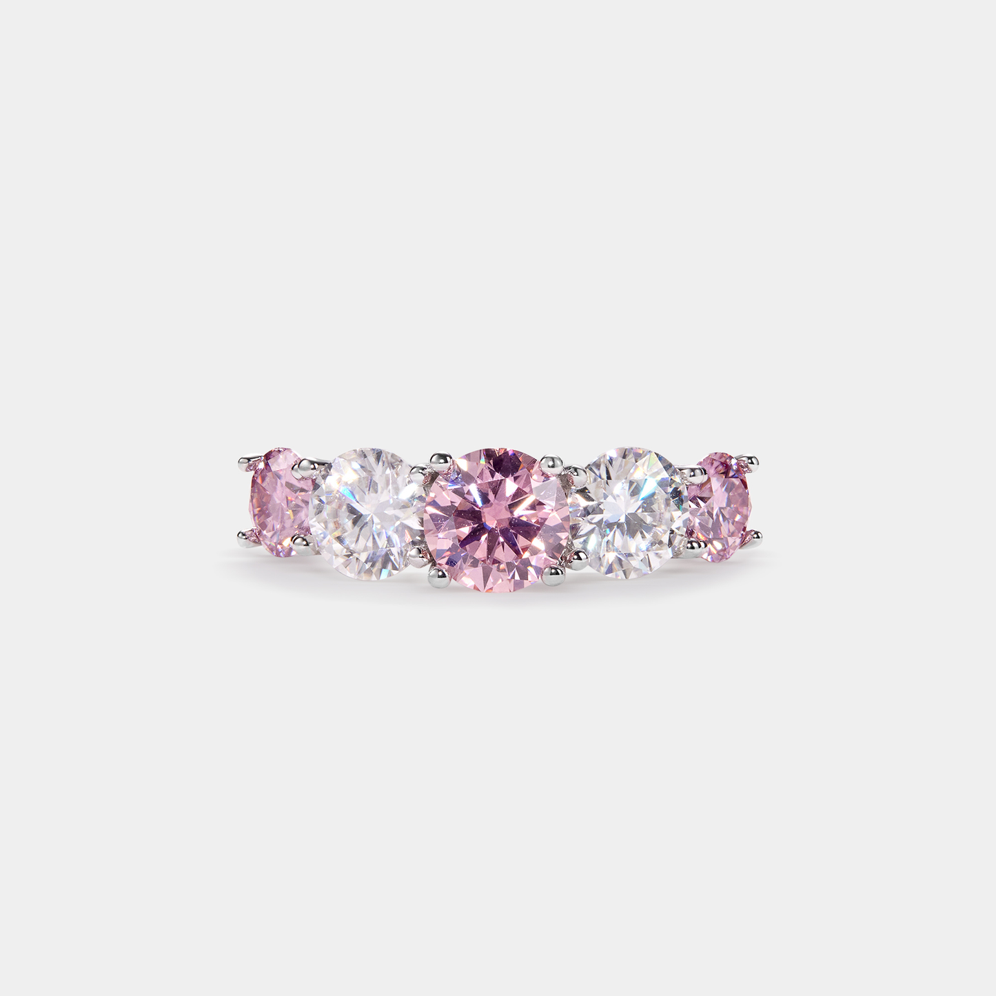 Lab Created Colored Moissanite Eternity Band in Platinum Plated O/Sterling Silver 925