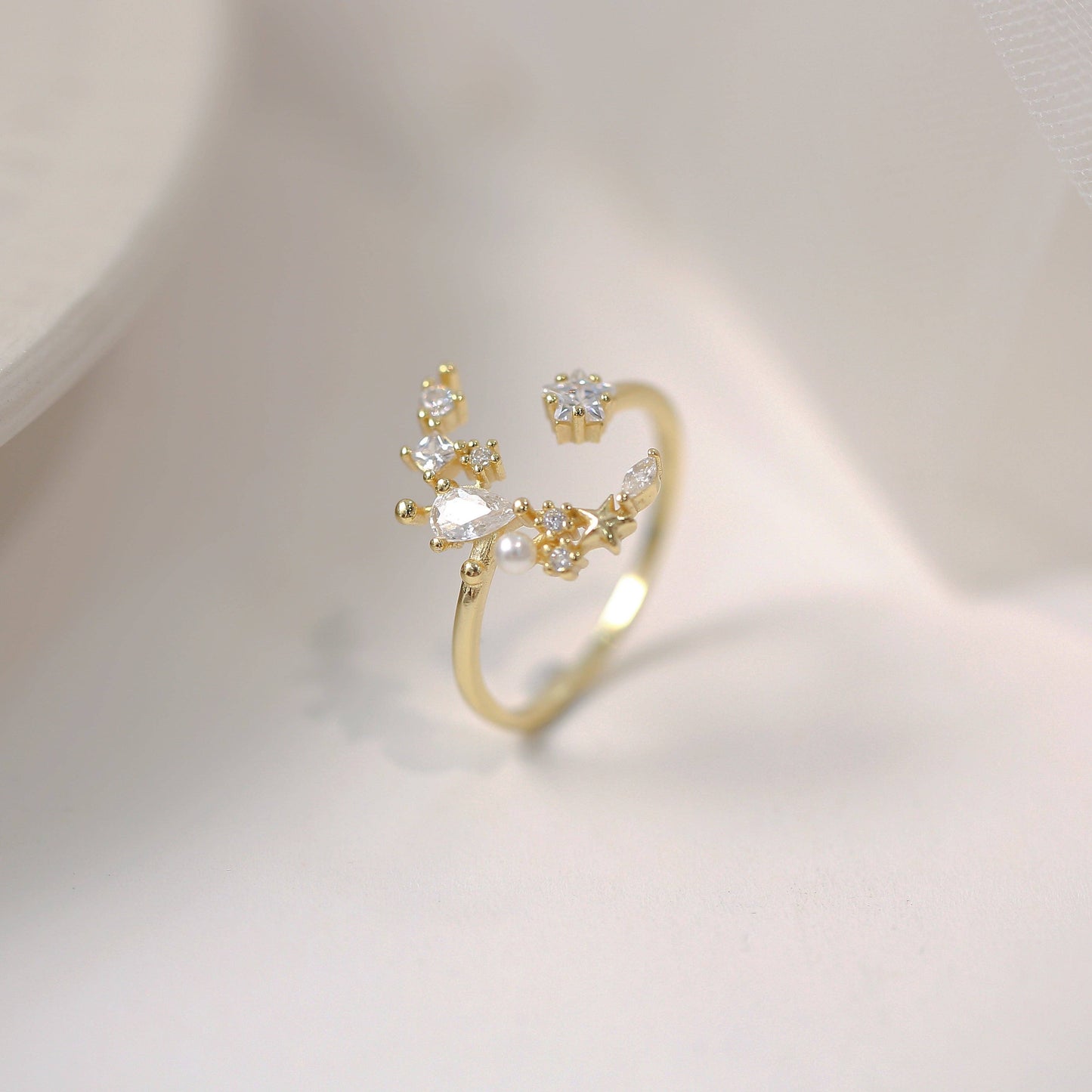 Sterling Silver Star and Moon Ring