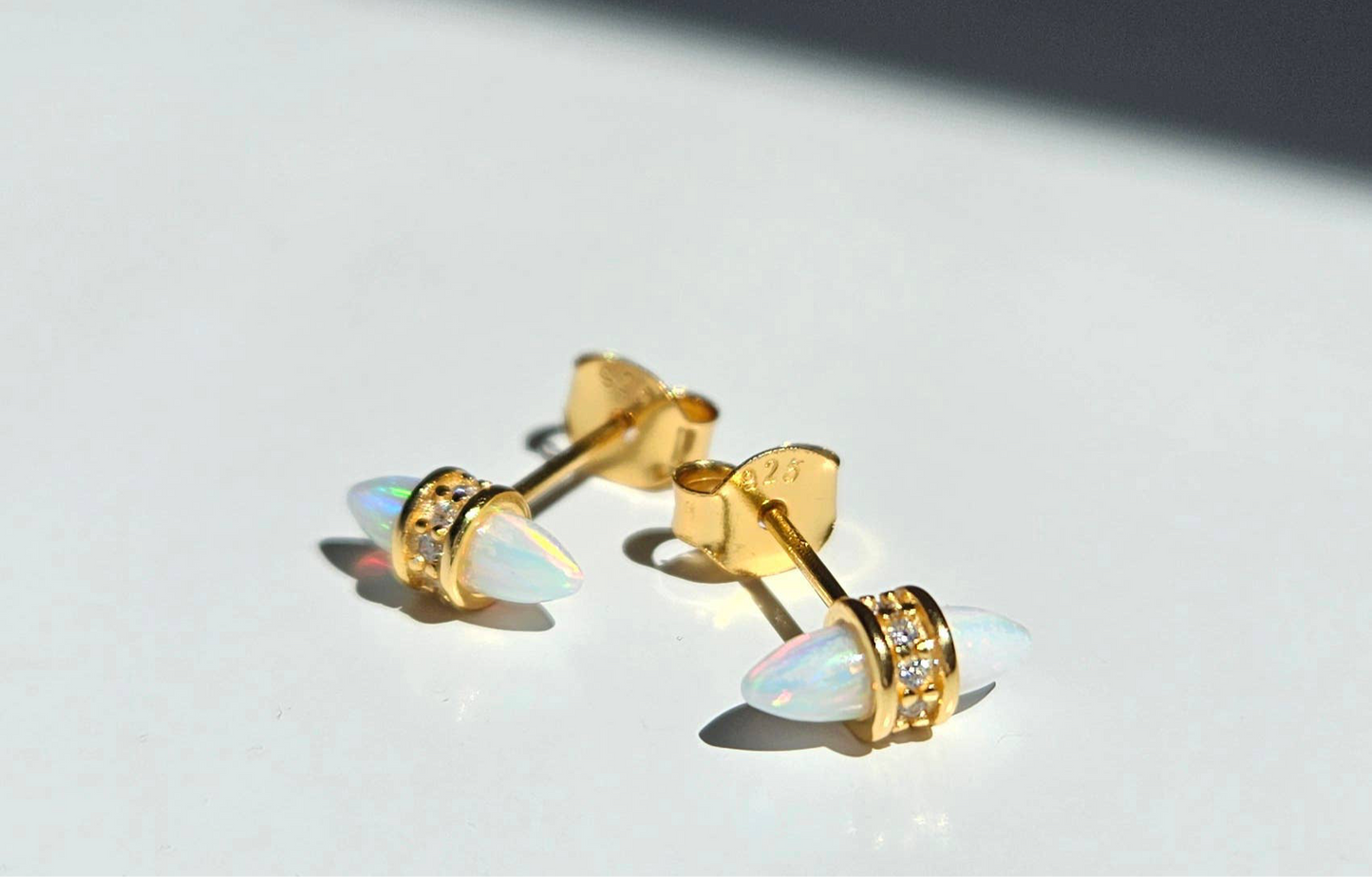 DAINTY OPAL STUD EARRINGS