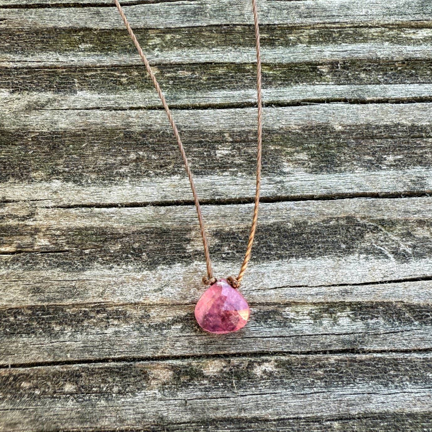 Pink Sapphire Small Faceted Teardrop Necklace