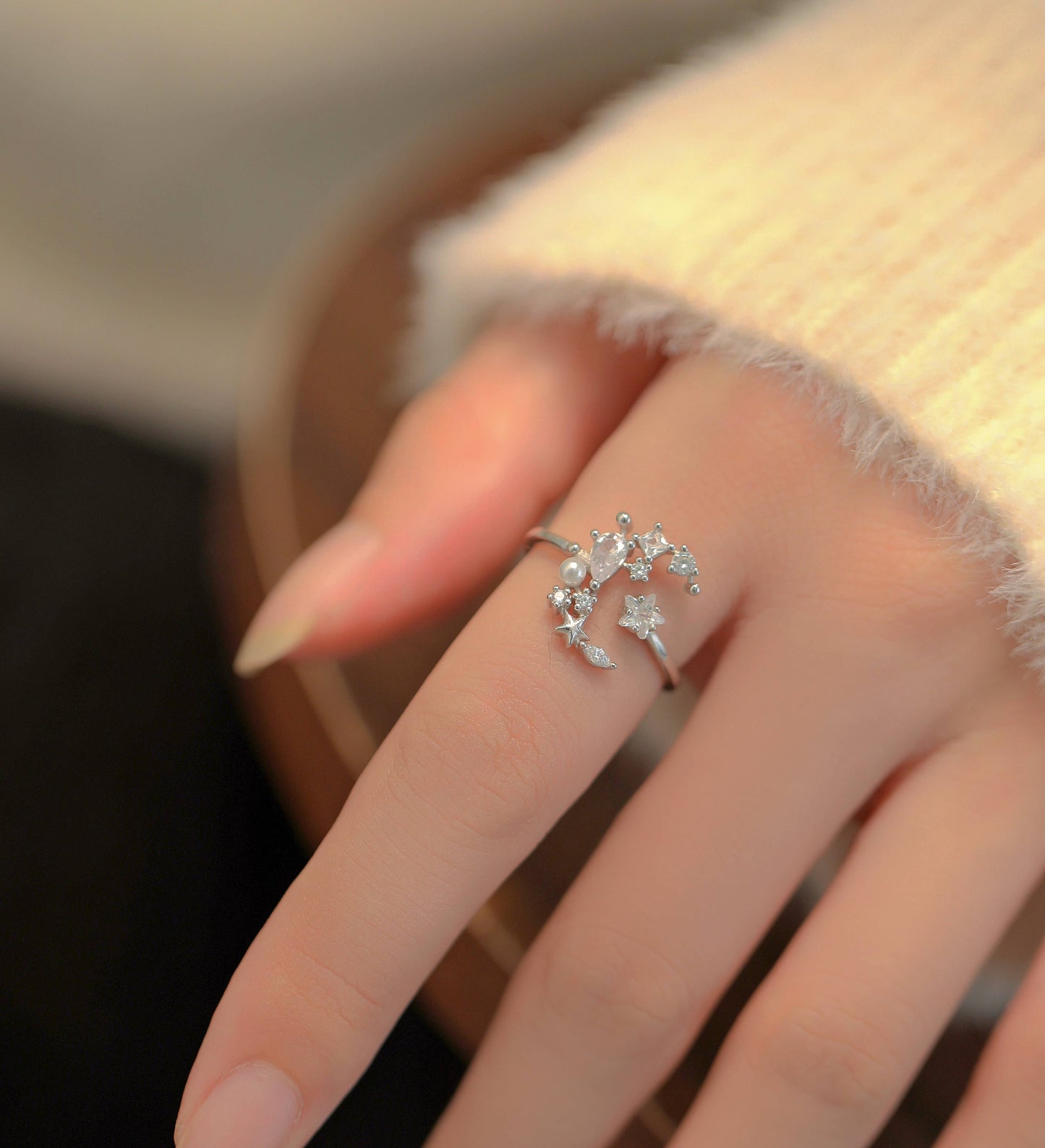 Sterling Silver Star and Moon Ring