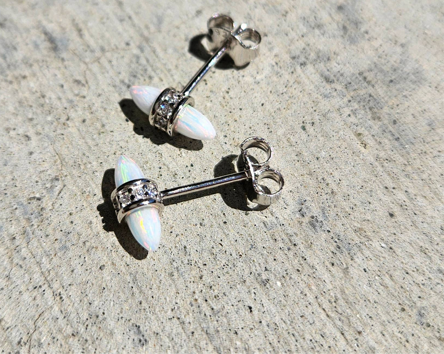 DAINTY OPAL STUD EARRINGS