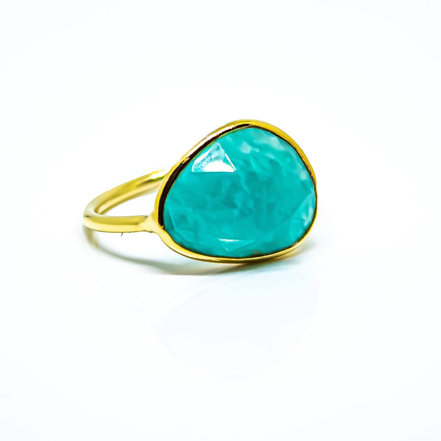 Amazonite Abstract Ring Sterling Silver 18K Gold Micron