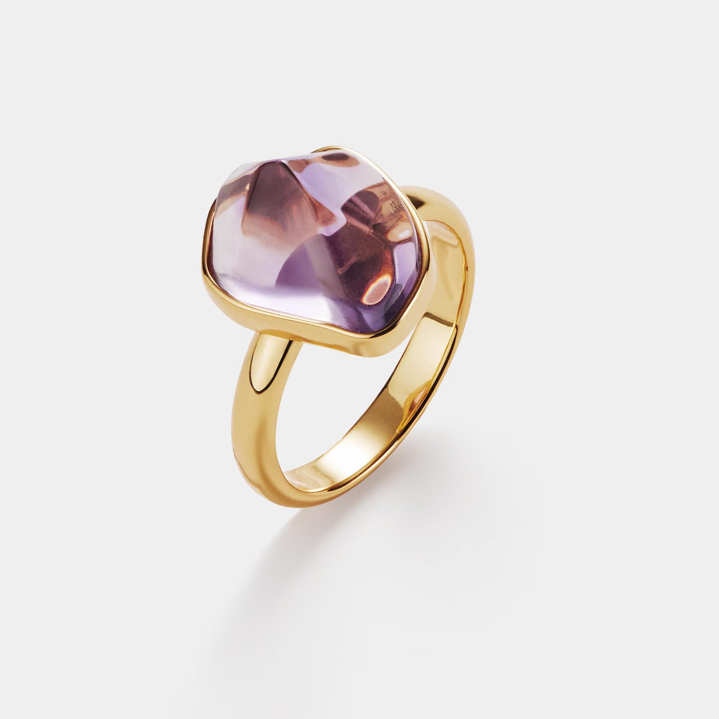Natural Purple Amethyst Crystal Ring in 925 Sterling Silver