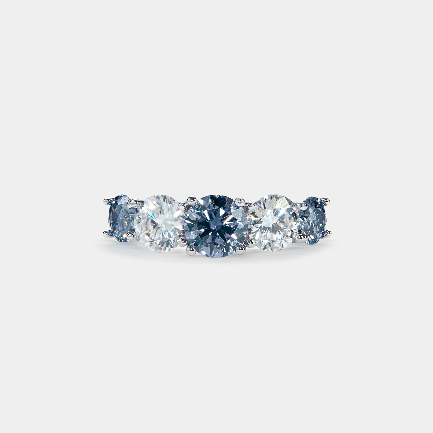 Lab Created Colored Moissanite Eternity Band in Platinum Plated O/Sterling Silver 925
