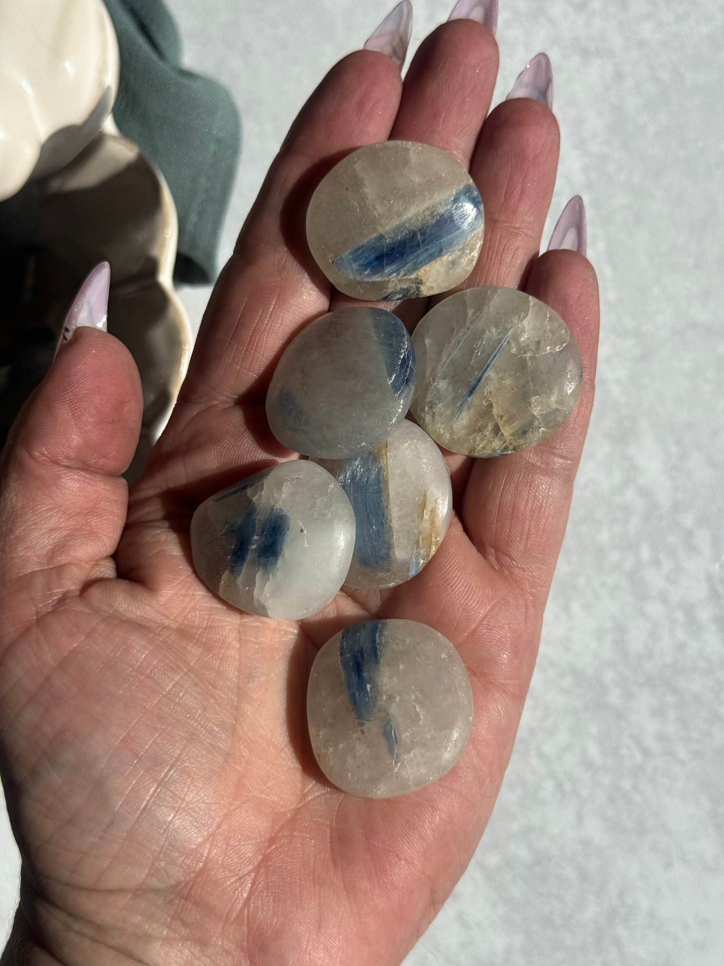 Blue Kyanite in Quartz Mini Palmstone