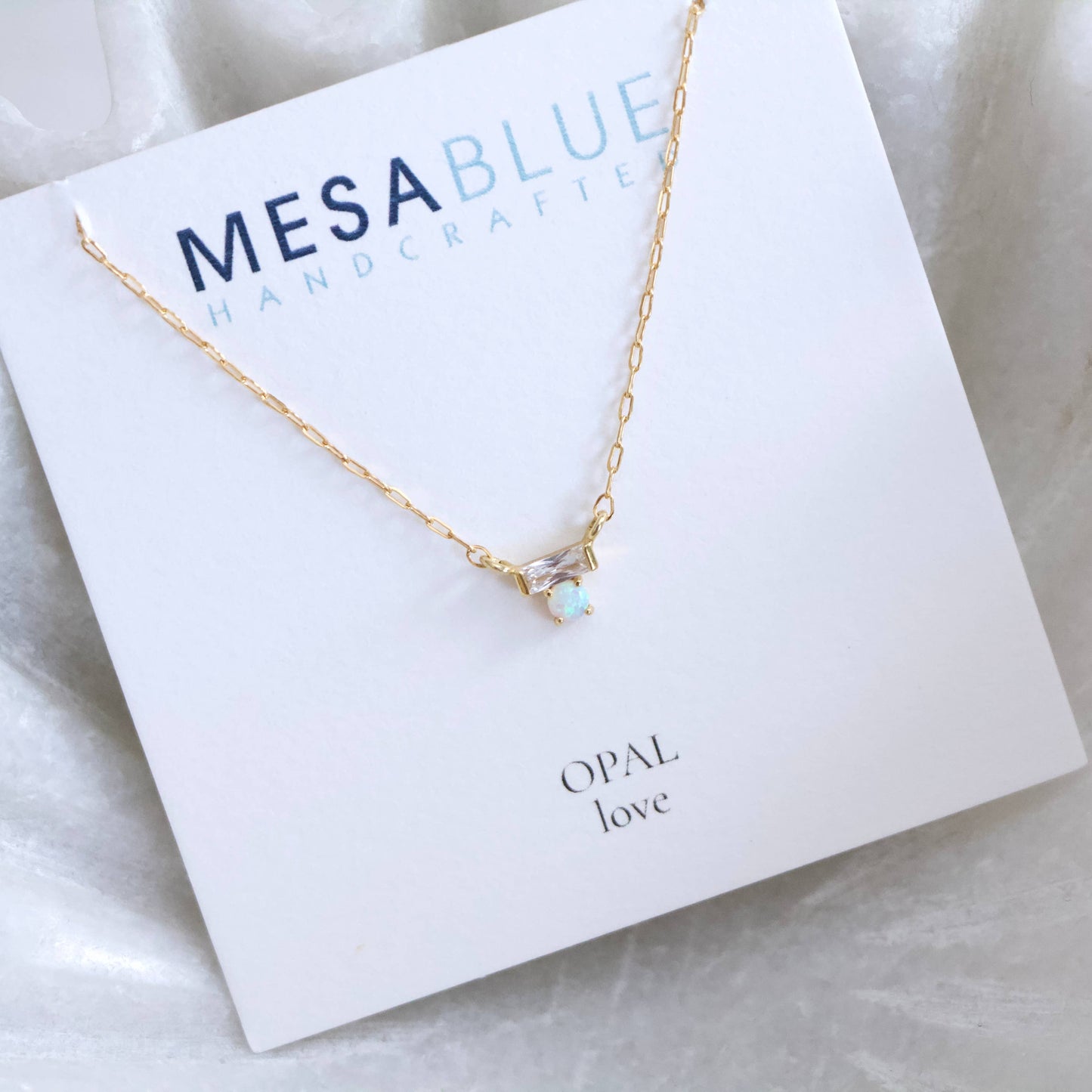 Mini CZ Opal Necklace - Gold Filled