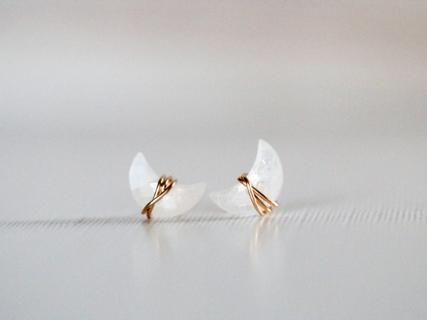 Moonbeam + Stardust Studs - Moonstone