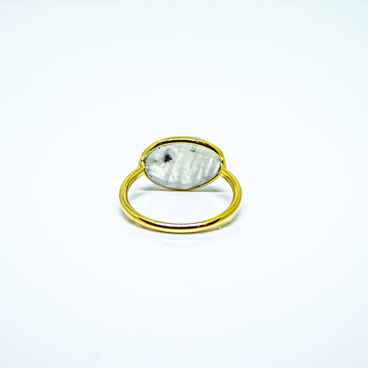 Moonstone Abstract Ring Sterling Silver 18K Gold Micron