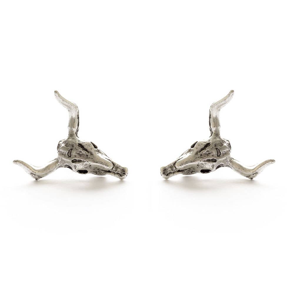 Steer Skull Stud Earrings