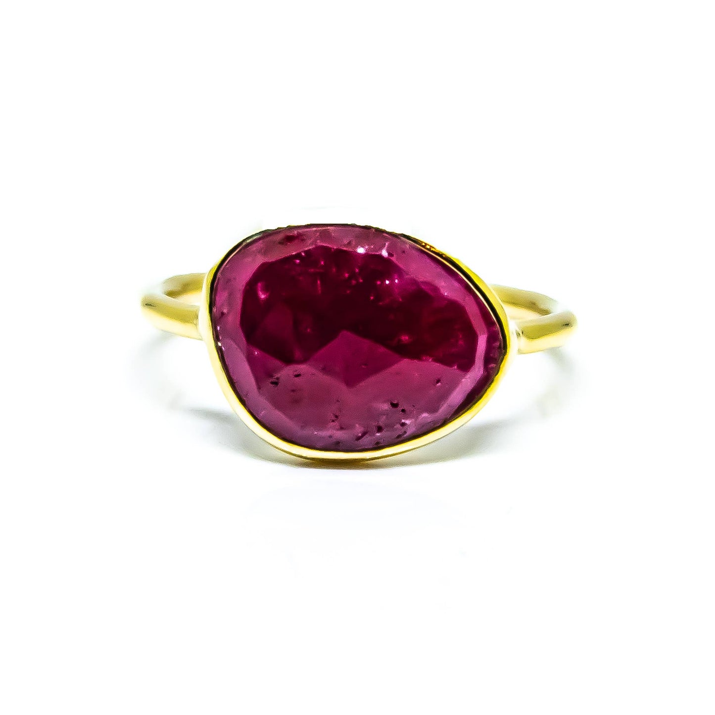 Ruby Abstract Ring Sterling Silver 18K Gold Micron