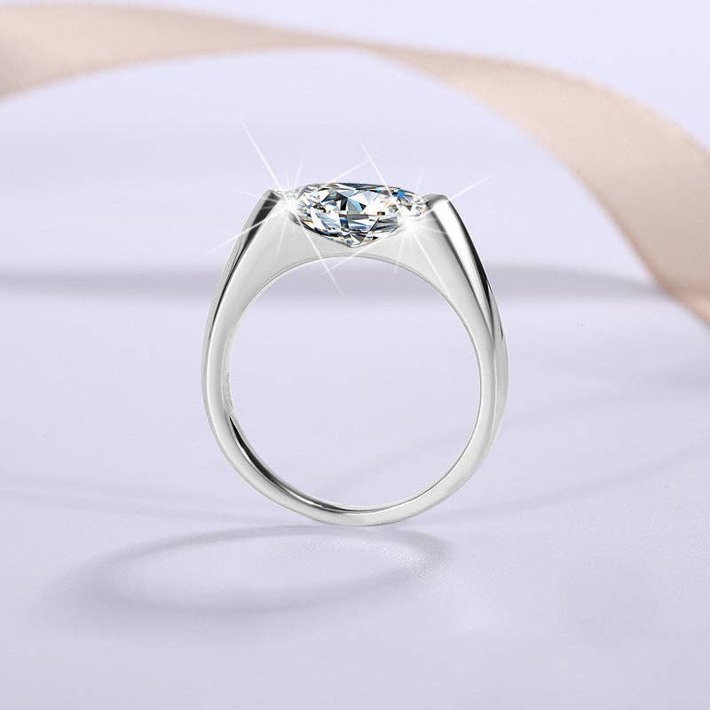 Lab Created Marquise Moissanite East/West Ring in 925 Sterling Silver
