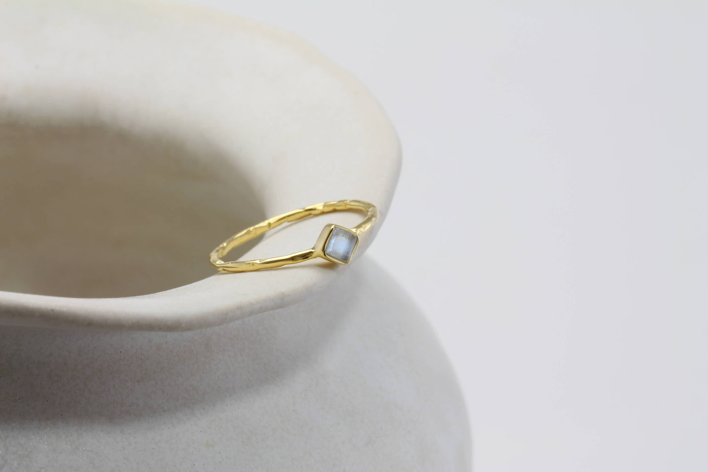Handmade Dainty 18kt Gold Vermeil Moonstone Ring