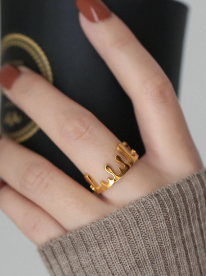 Waterproof Dripping Geometric Irregular Ring