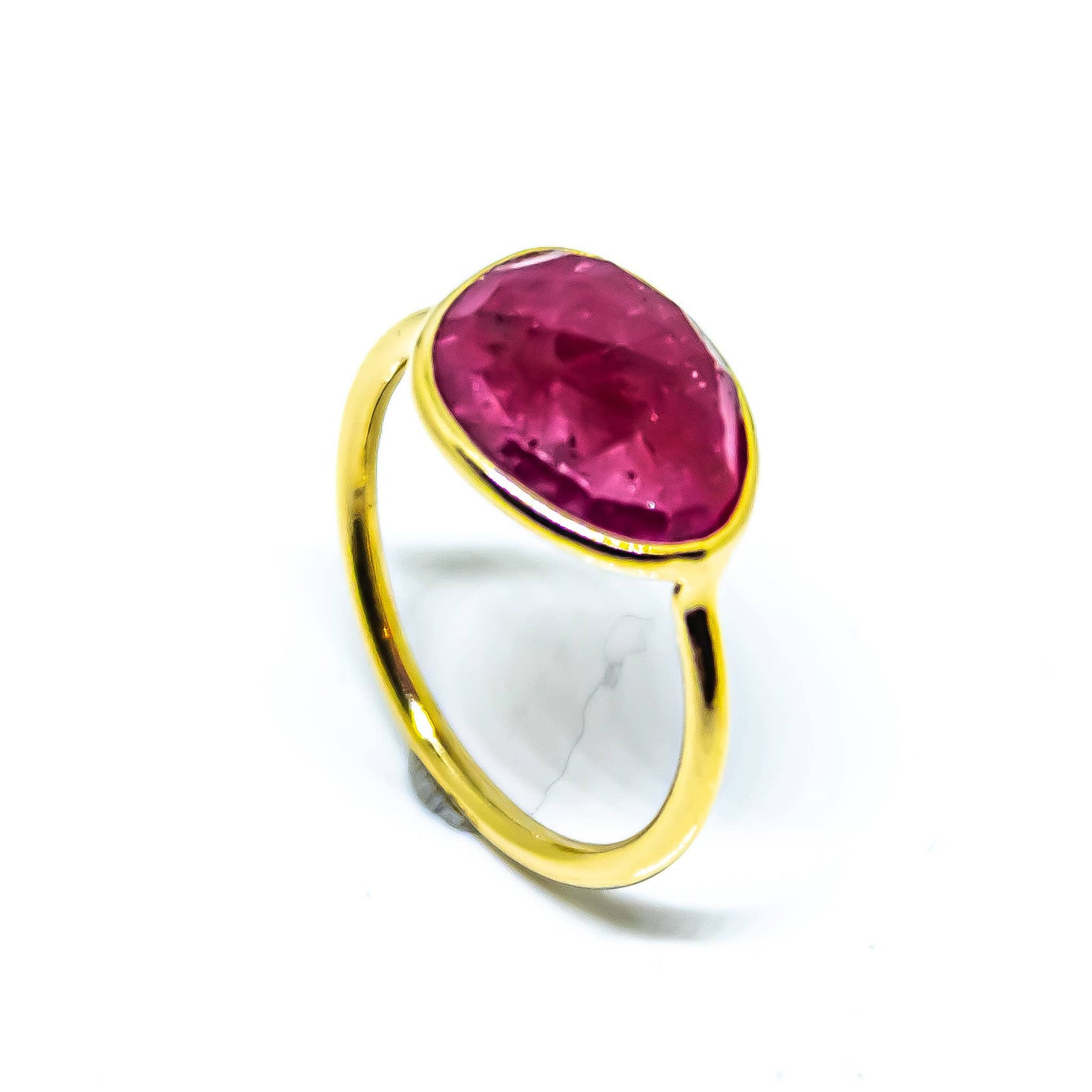 Ruby Abstract Ring Sterling Silver 18K Gold Micron
