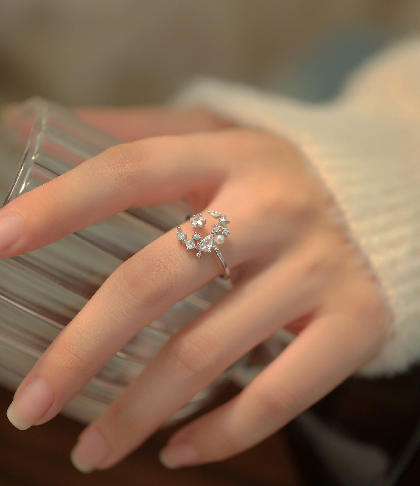 Sterling Silver Star and Moon Ring