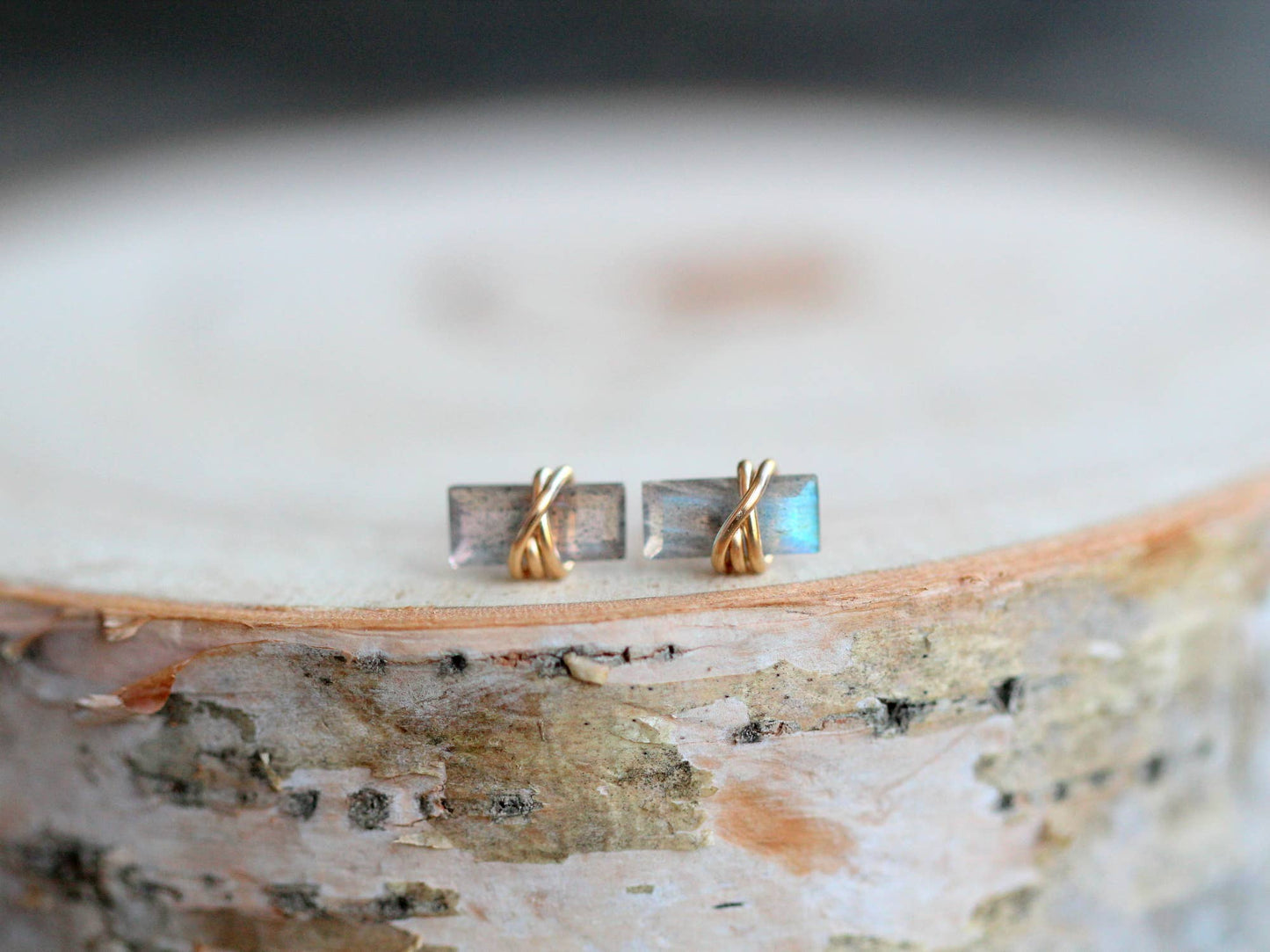 Baguette Studs - Labradorite
