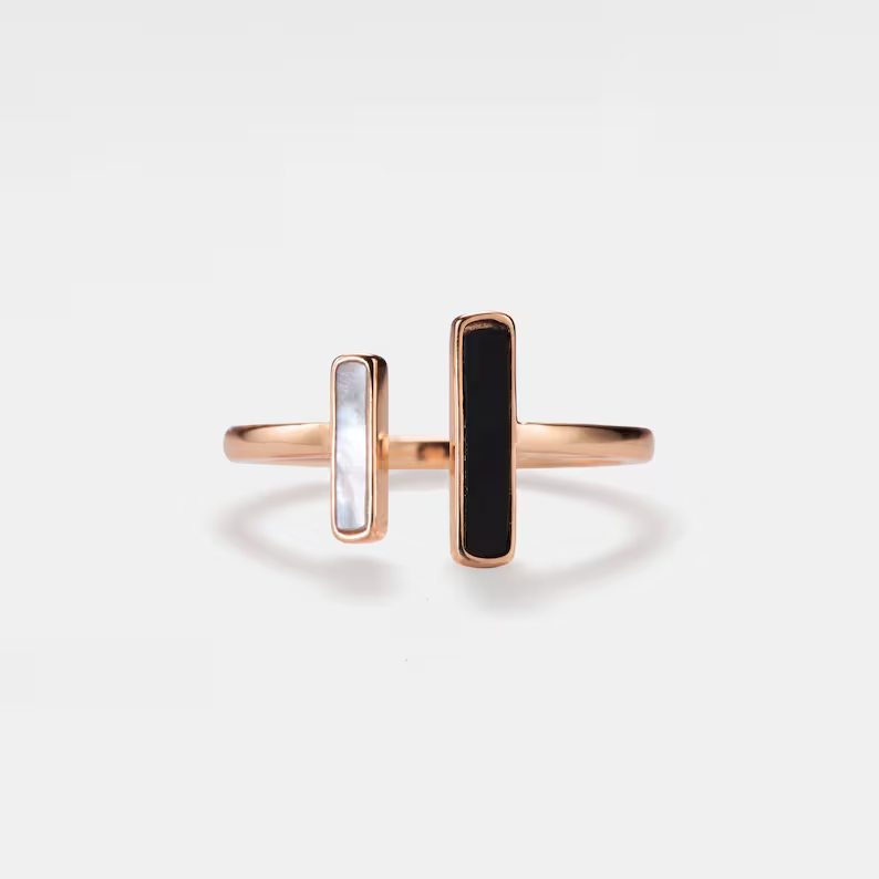 Mother Of Pearl Agate Statement Ring in 925 Sterling Silver